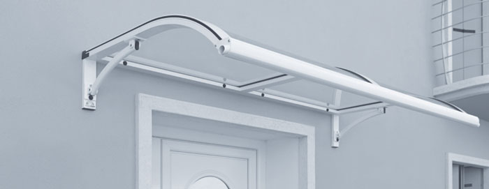 tettoie per porte e finestre, balconi e terrazzi in vetro o materiali trasparenti